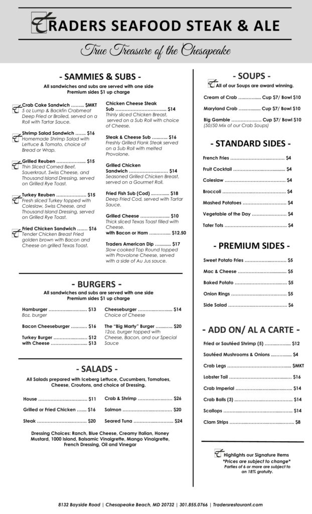 current dinner menu back template 1